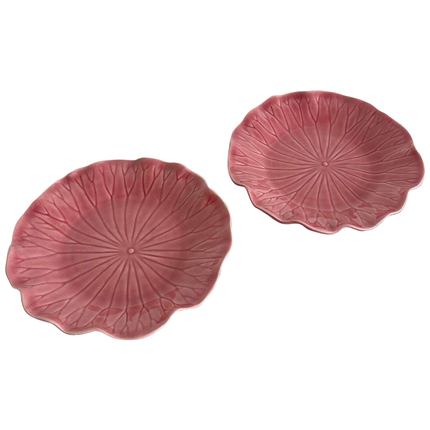 Lotus-Teller aus rosa Metlox mit Ppytrail-Fassung – ein Paar