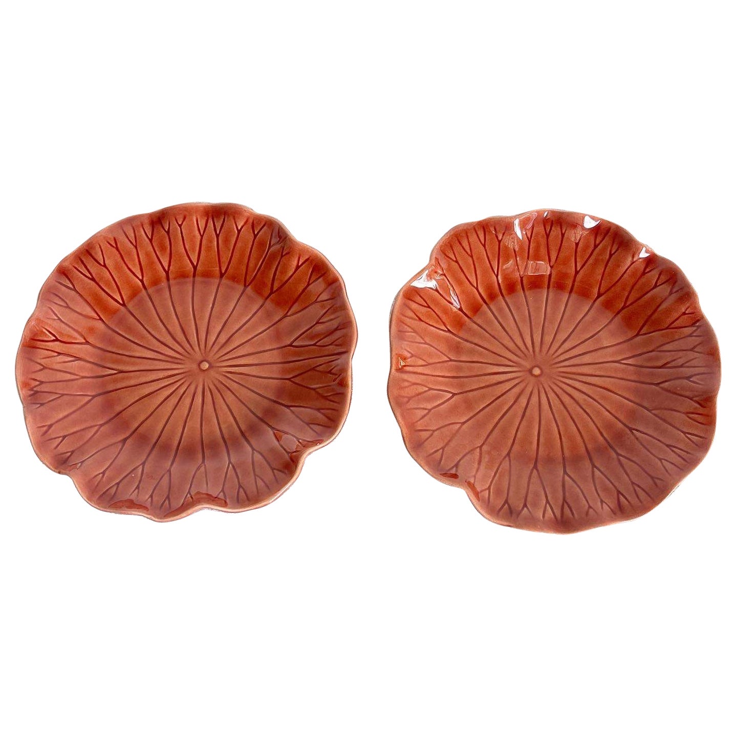 Red Metlox Poppytrail Lotus Plate - a Pair For Sale