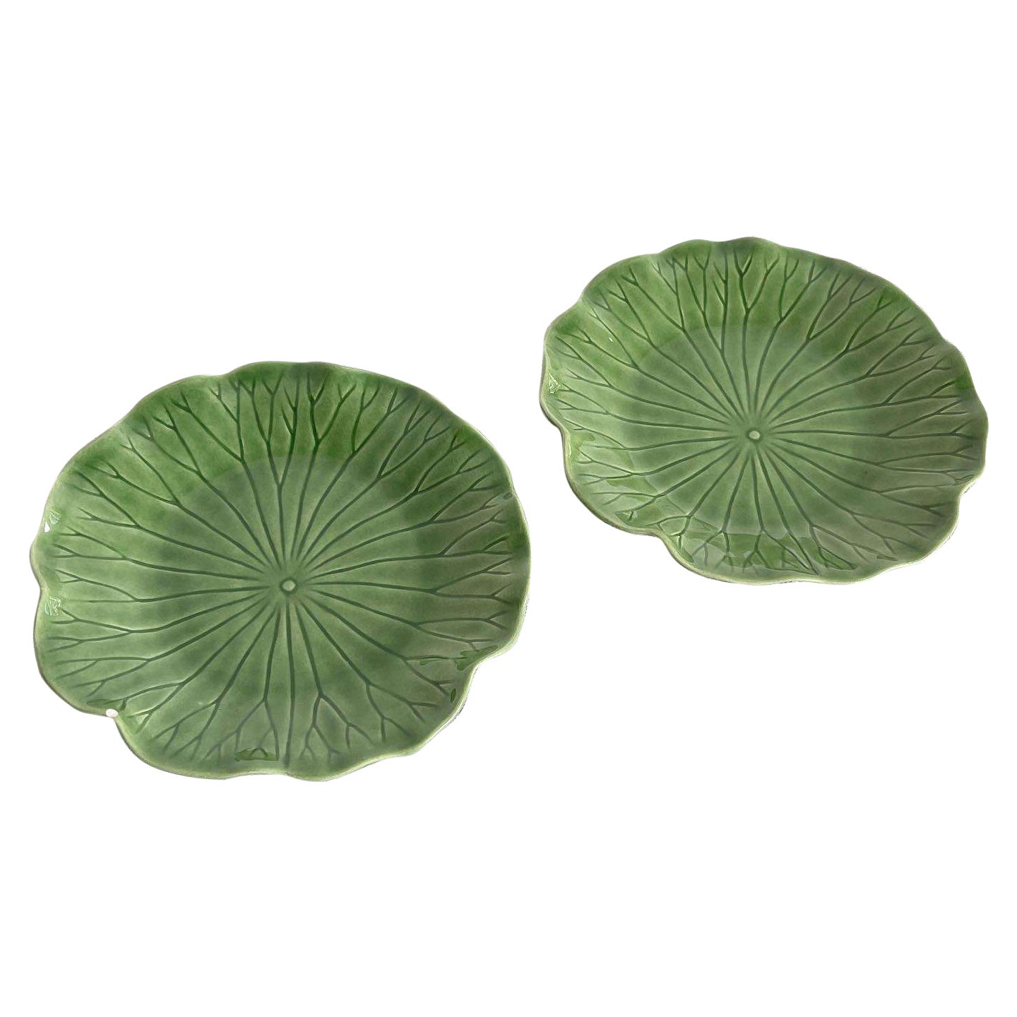 Paire d'assiettes Lotus Poppytrail Metlox vertes - une paire