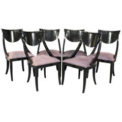 6 Mid Century Italian Ebonized Dining Chairs By Pietro Constantini For ELLO