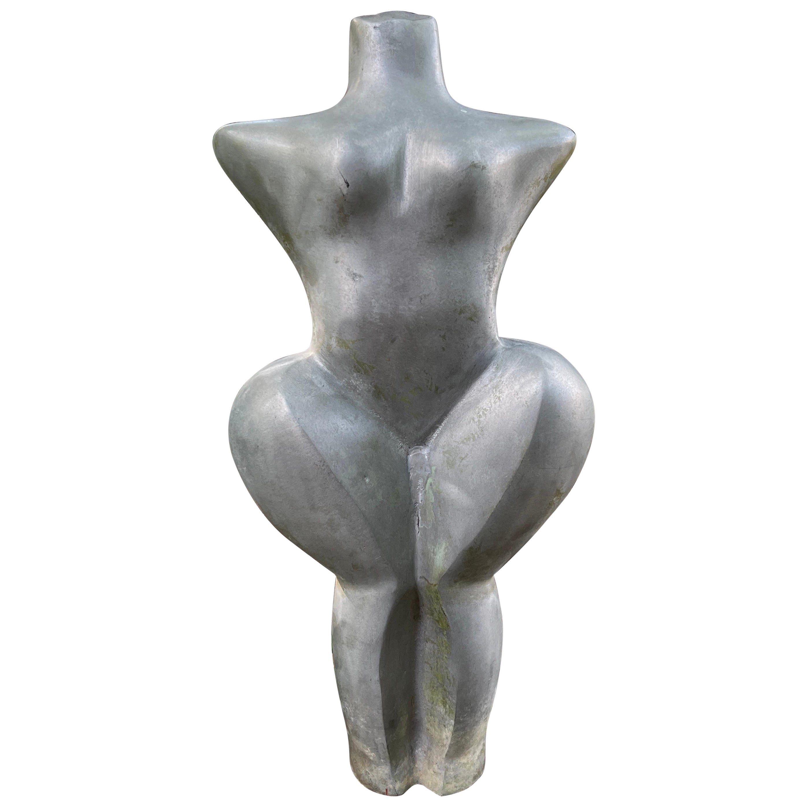 Art Deco Figurative Nude Aluminum Sculpture - Garden Used For Sale