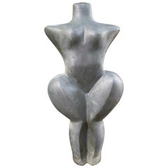 Art Deco Figurative Nude Aluminum Sculpture - Garden Used
