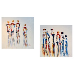 ‘Together’ set of Paintings hand-signed, Oil on Canvas by Calaro