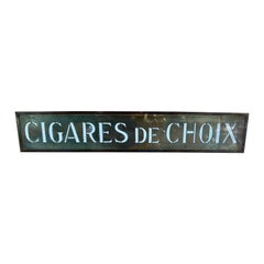 Antique Pre-Neon "Choice Cigars" French Art Deco Bronze & Glass Sign - C. 1915