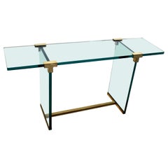 Minimalist Peter Ghyczy Brass and Glass T30 Console Table