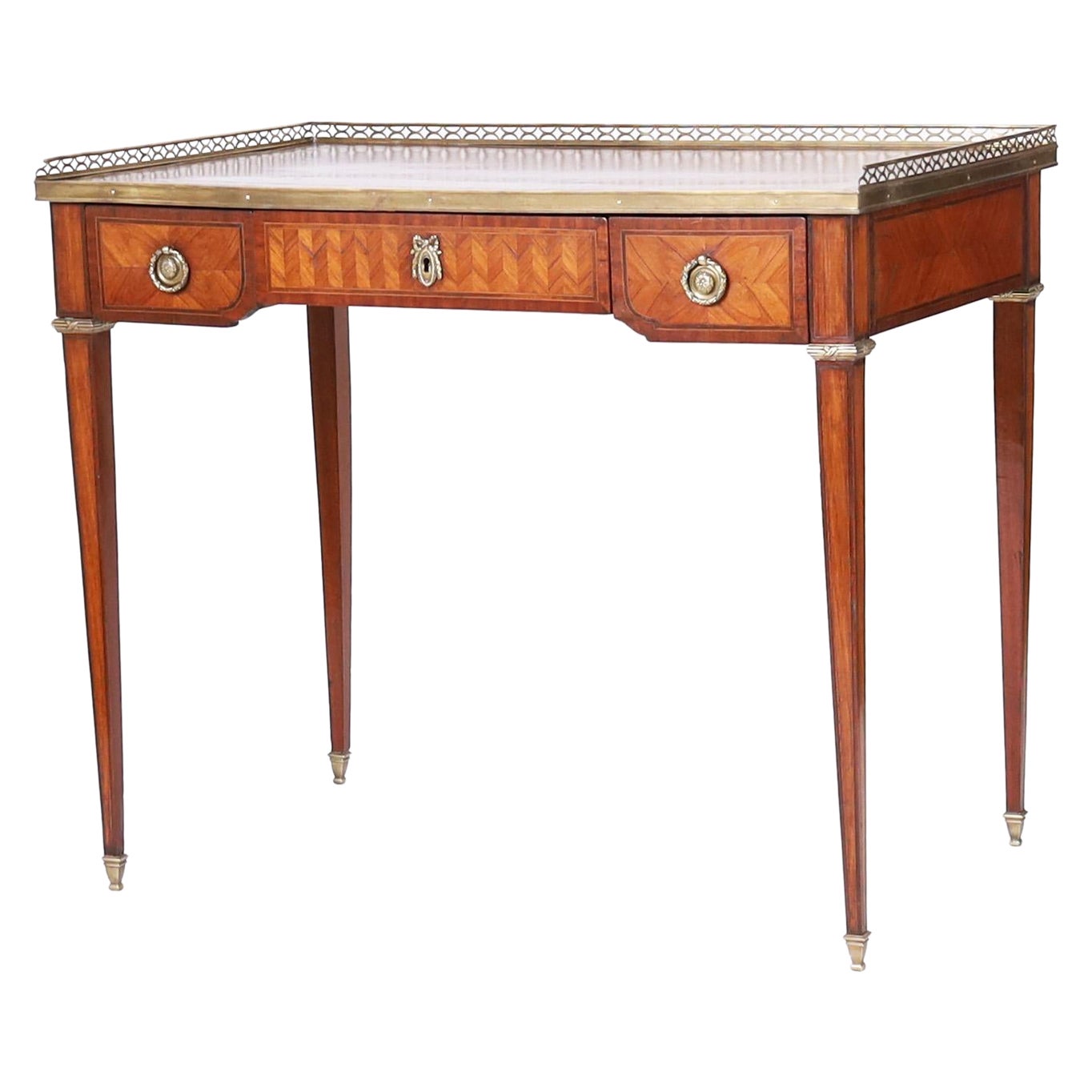 Antique French Louis XVI Style Leather Top Writing Desk For Sale