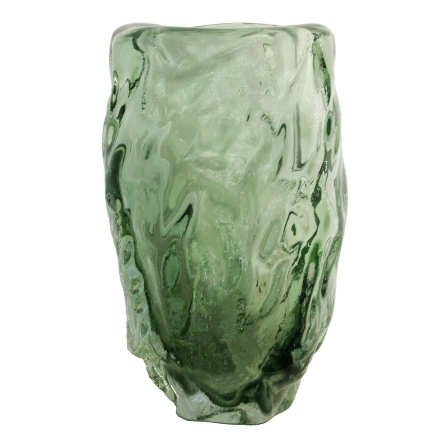 Vase en verre vert abstrait Medio Murano Sommerso