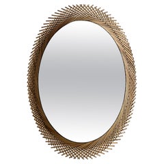 Mooda Mirror Oval 28 / Oxidized Maple Wood, Clear Mirror by INDO-