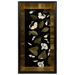 Vintage 19th Century, Italian Pietra Dura Floral Stone Inlaid Framed Panel