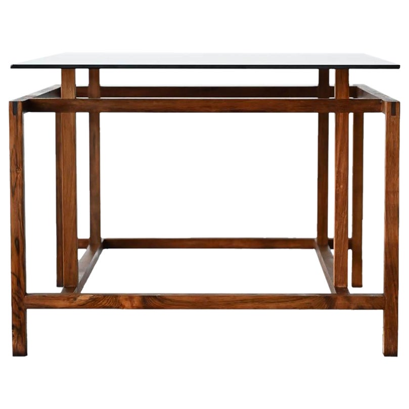 Henning Norgaard for Komfort Rosewood and Smoked Glass Side Table, ca. 1960