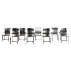 Set of 8 Iron Strap Outdoor Chairs