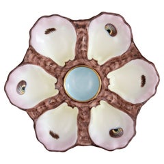 19th Century French Majolica Porcelain Oyster Plate