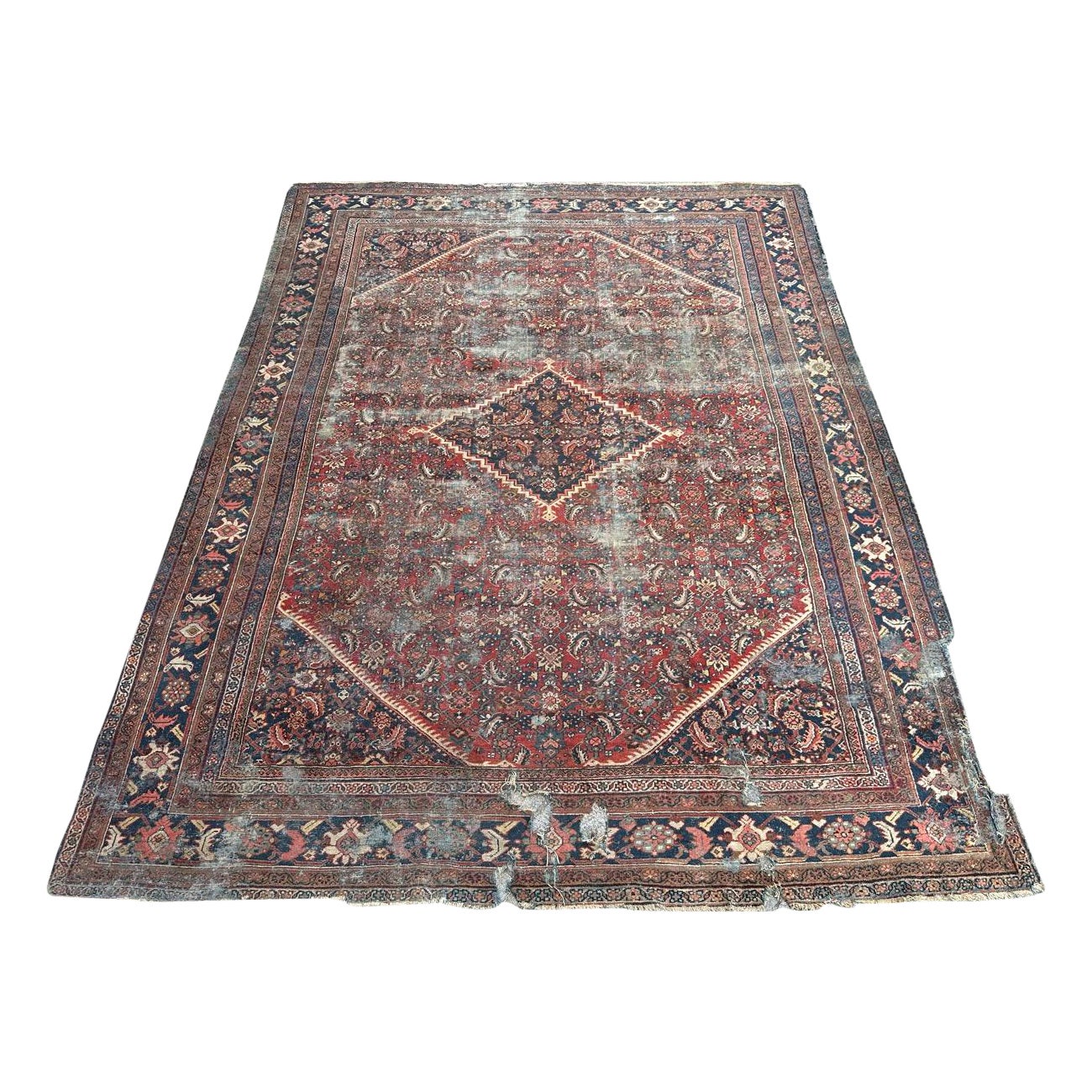 Bobyrug’s Pretty large antique Distressed mahal rug  For Sale