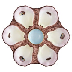19th Century French Majolica Porcelain Oyster Plate