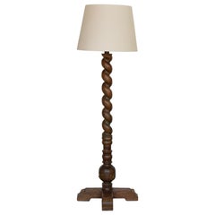 Used French Twisted Wood Floor Lamp