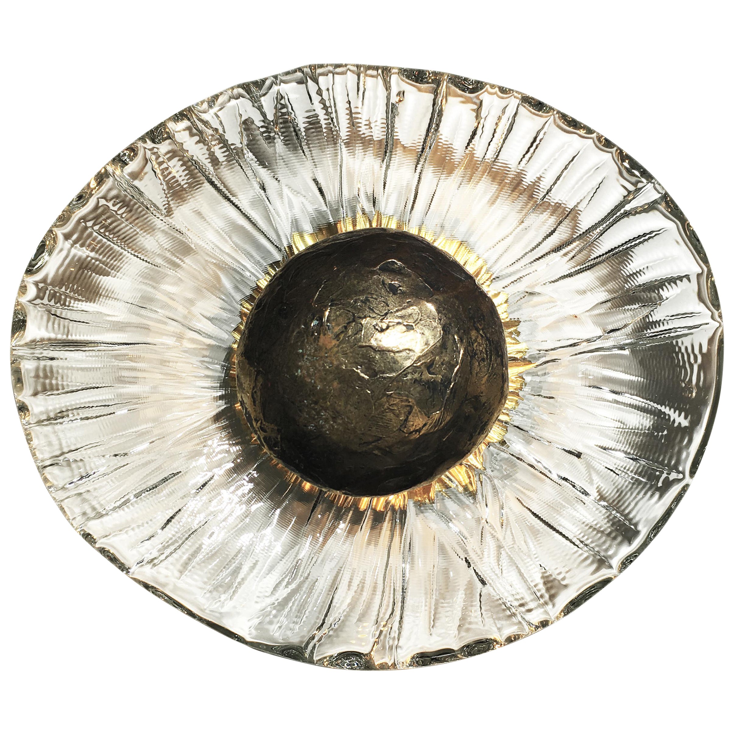 Iris Flush Mount 9.5", Hand Blown Glass -Made to Order For Sale
