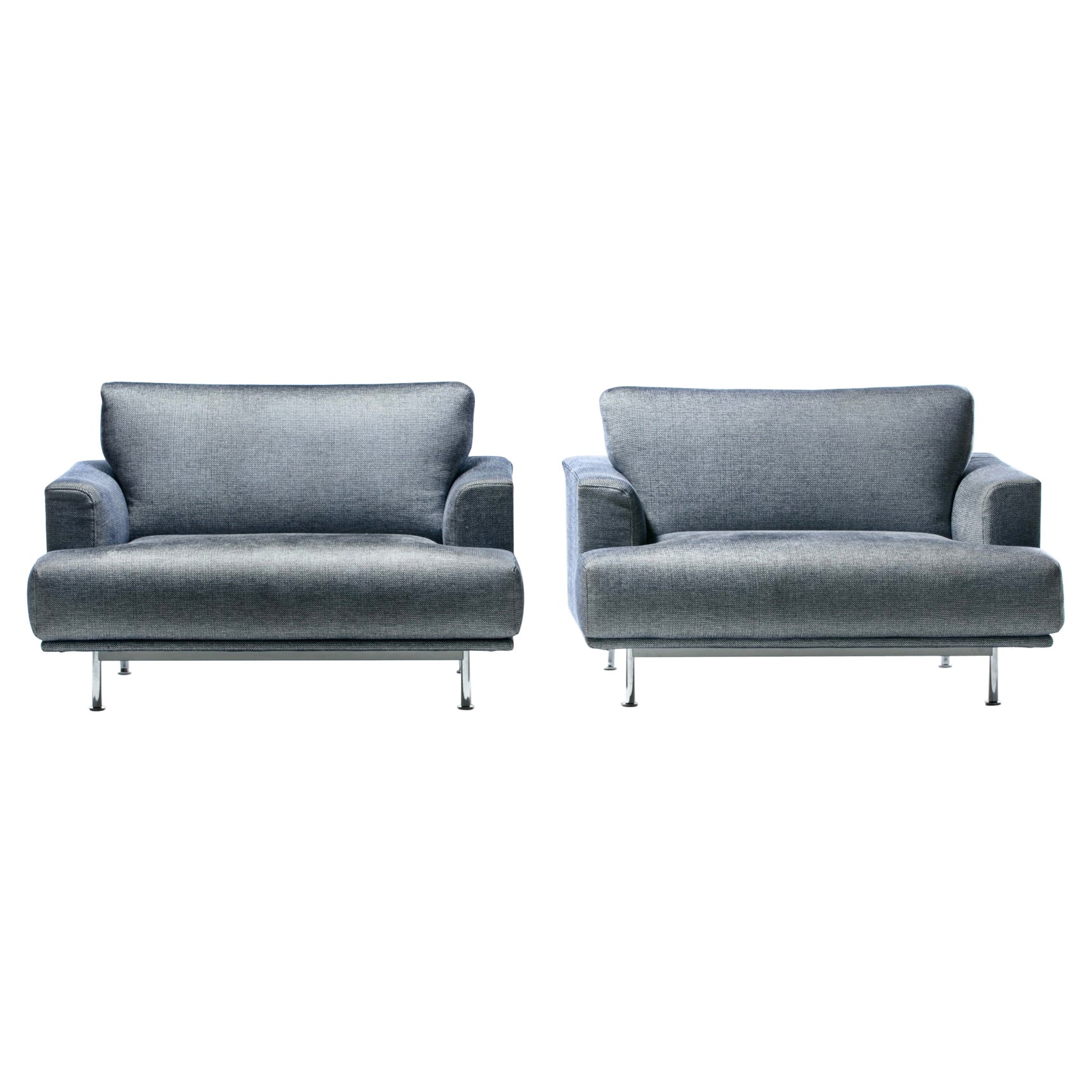 Pair of Imported Italian Modern Cassina 253 Nest Lounge Chairs by Piero Lissoni 