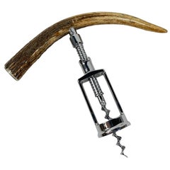 Early 20th Century Antler Handled Corkscrew with Silver Cober on Cut Surface