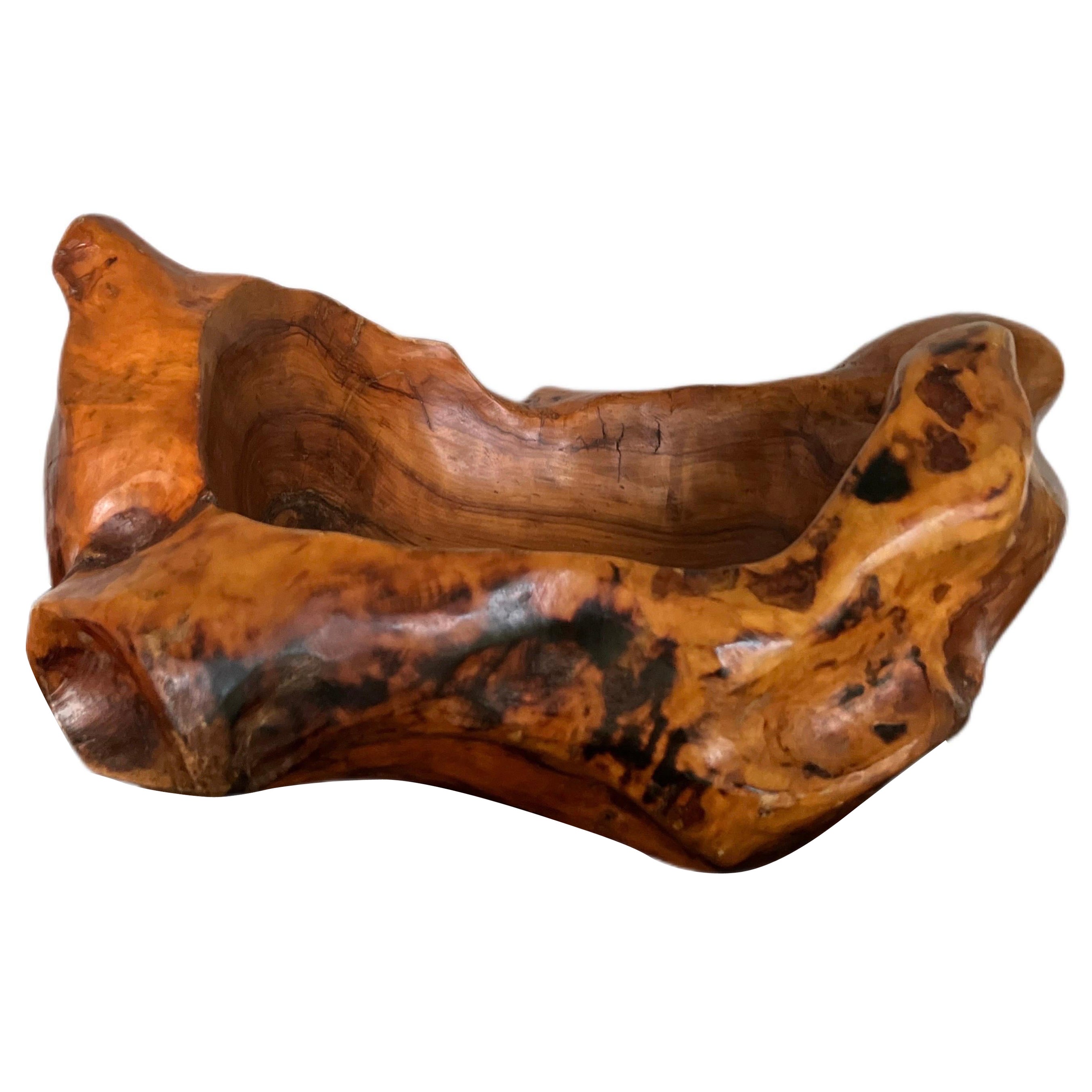 Large Mid-Century Burl Wood Free Form Bowl/Centerpiece  For Sale