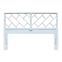 Fin du 20ème siècle Vintage Coastal Chinese Chippendale Faux Bamboo Headboard