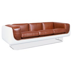 Schwenkbares Sofa aus Leder und Lucite von William C. Andrus für Steelcase