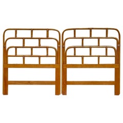 Late 20th Century Vintage Costal Bent Rattan Twin Headboards - a Pair