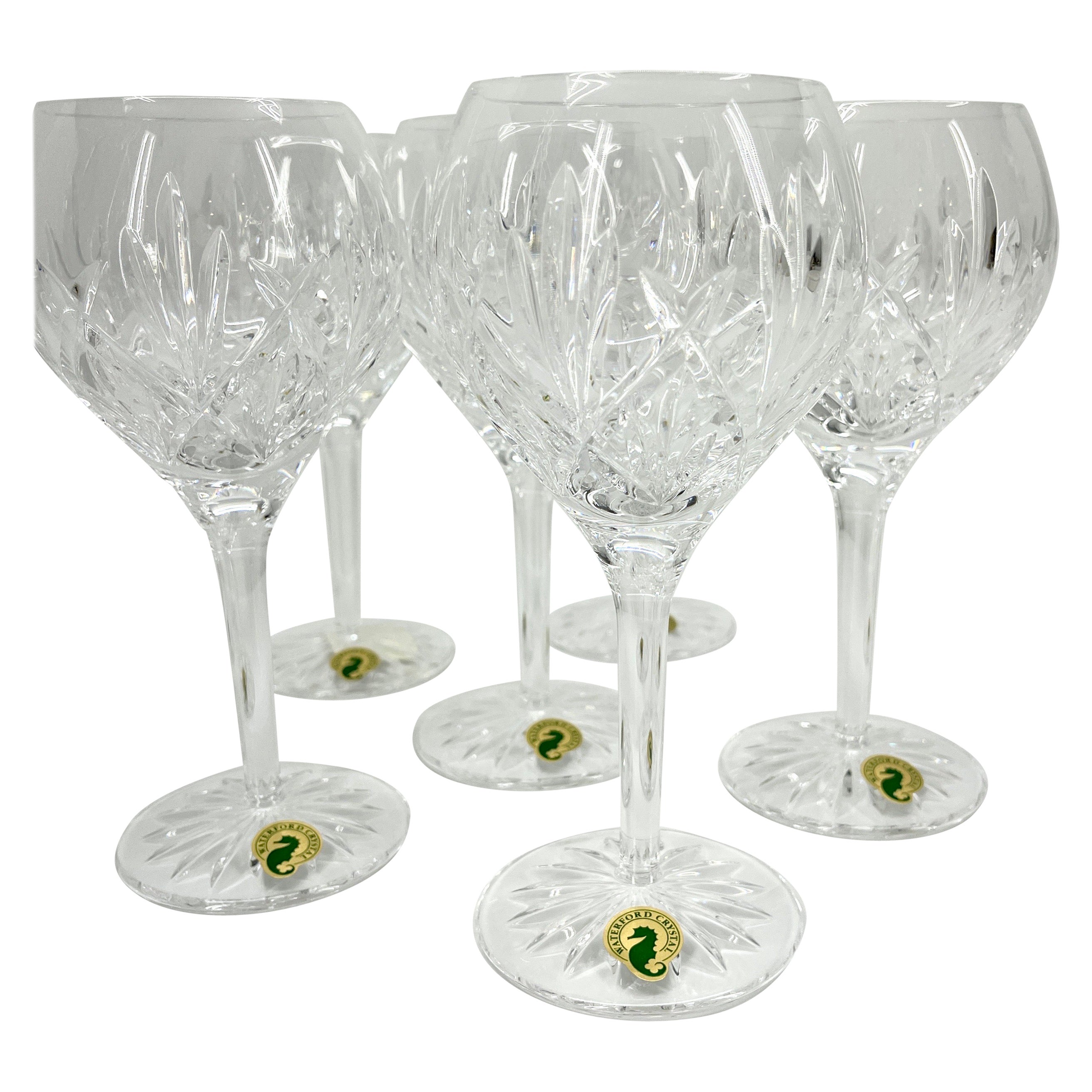 Set of Six Heavy Cut Glass English Wine Glasses For Sale at 1stDibs