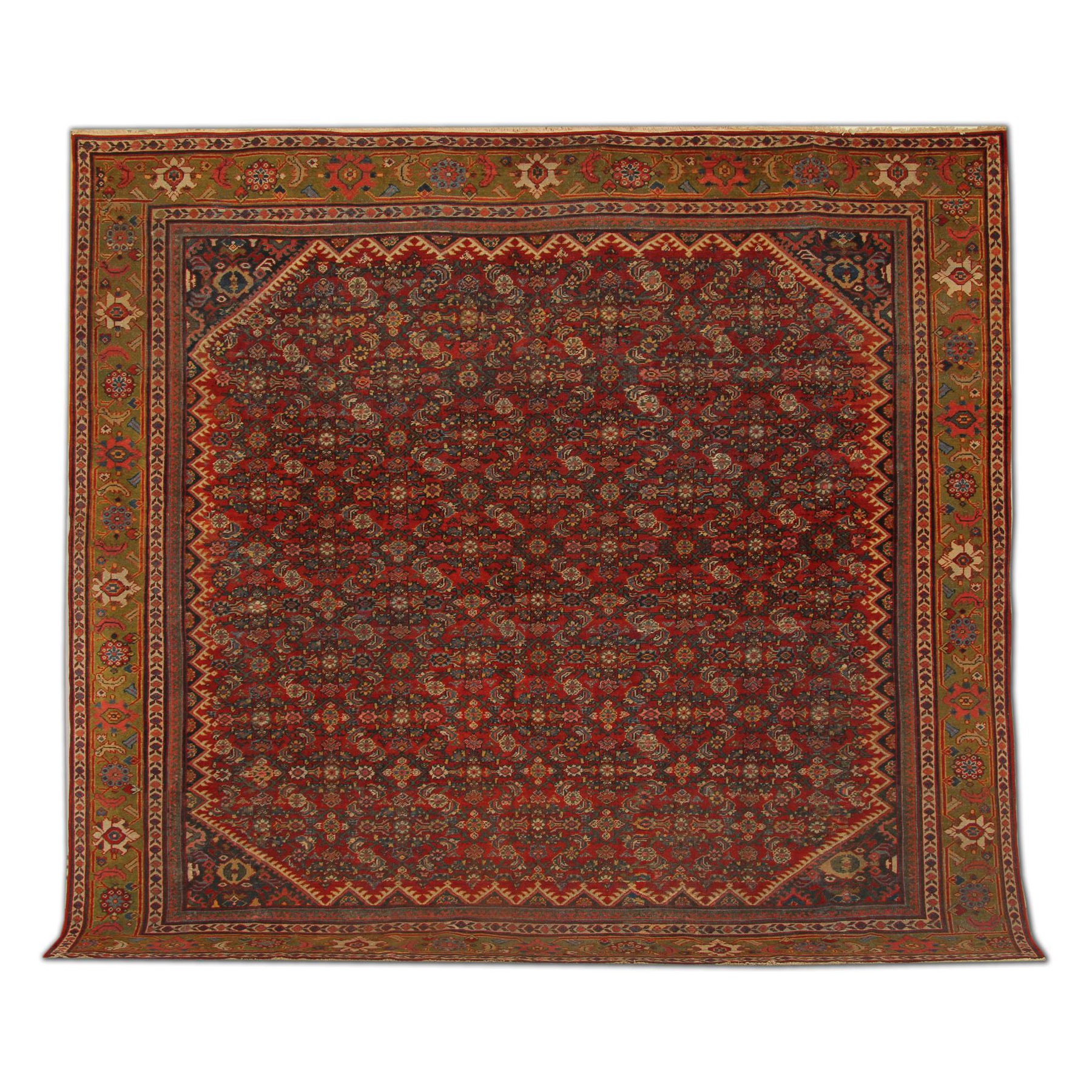Large Handmade Carpet Antique Mahal Persian Rug Mashayekh Square Carpet  For Sale