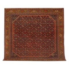 Großer handgefertigter antiker Mahal Persischer Teppich Mashayekh Quadratischer Teppich 