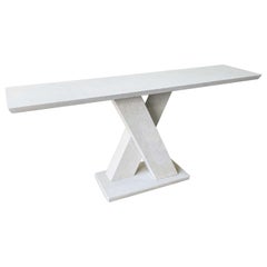 Light Gray Marble X Base Console Table