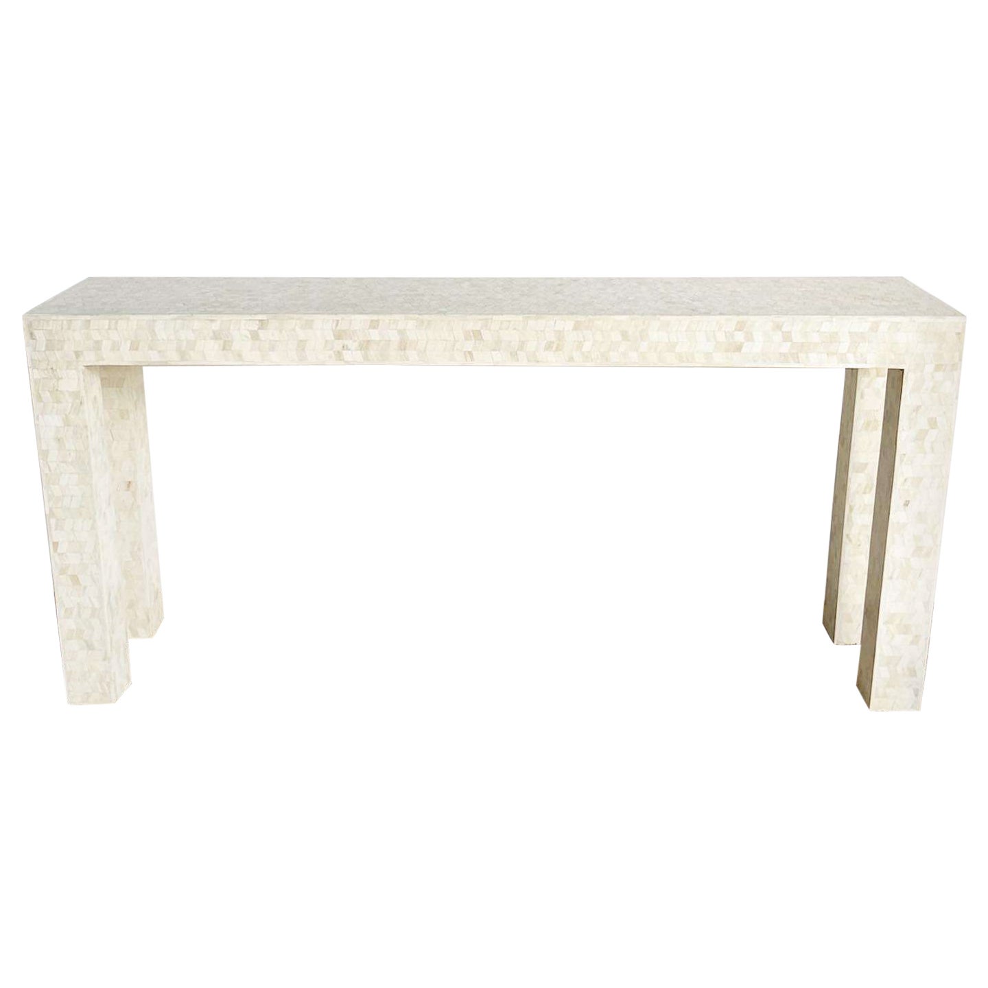 Postmodern Tessellated Bone Parsons Console Table For Sale
