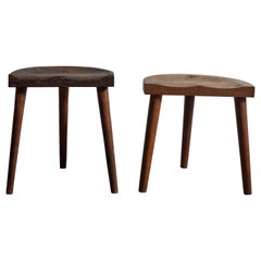 Vintage Rare Tripod Stools by Jean Touret for Ateliers Marolles