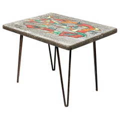 Table basse en céramique grise et abstraite circa 1970 pièce unique France