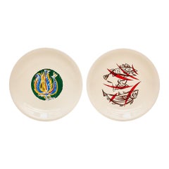 Elegant Duo: Marc Saint-Seans' Signed Plates from 1950s France