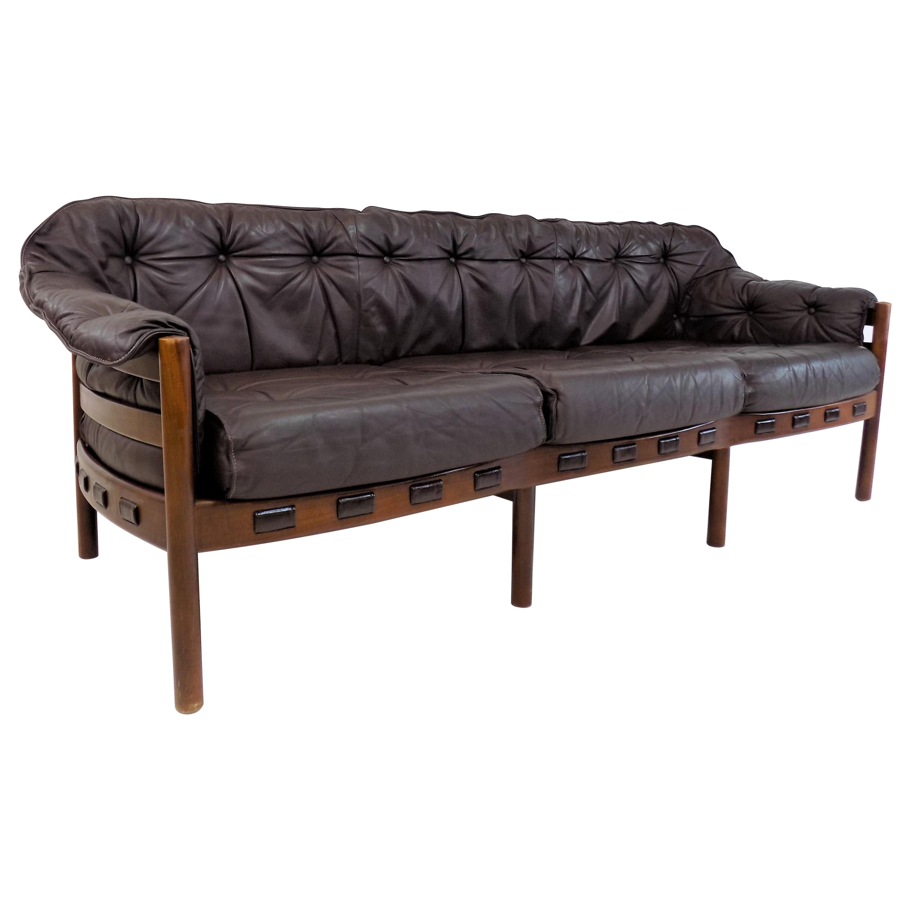 Coja 3 seater leather sofa by Sven Ellekaer, Netherlands, 1960s