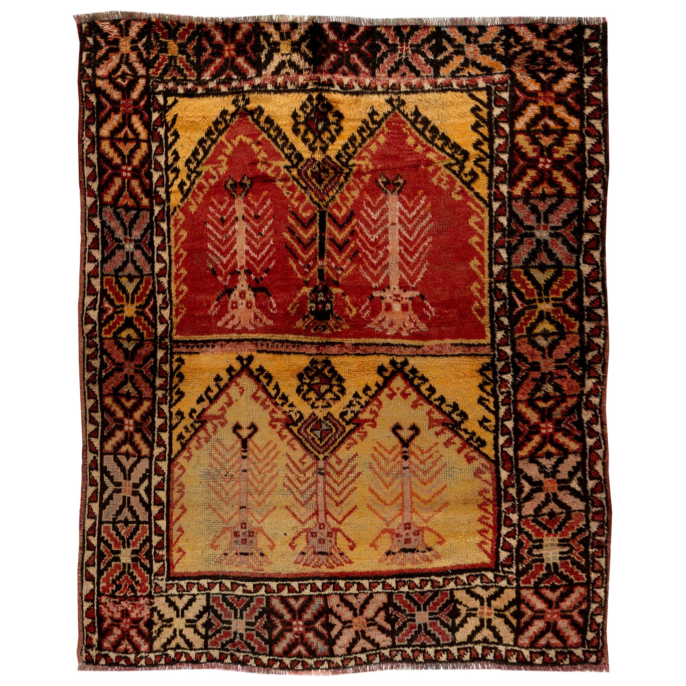 5x6 Ft One of a Kind Hand-Knotted Vintage Anatolian Rug, 100% Organic Wool For Sale