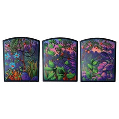 Tropical Foliage Caribbean Paintings, Signed 1993 - Set of 3