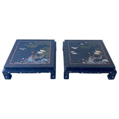 Chinoiserie Black Lacquered Square Coffee Tables