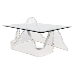 Used Postmodern Sculpted Lucite Glass Top Coffee Table