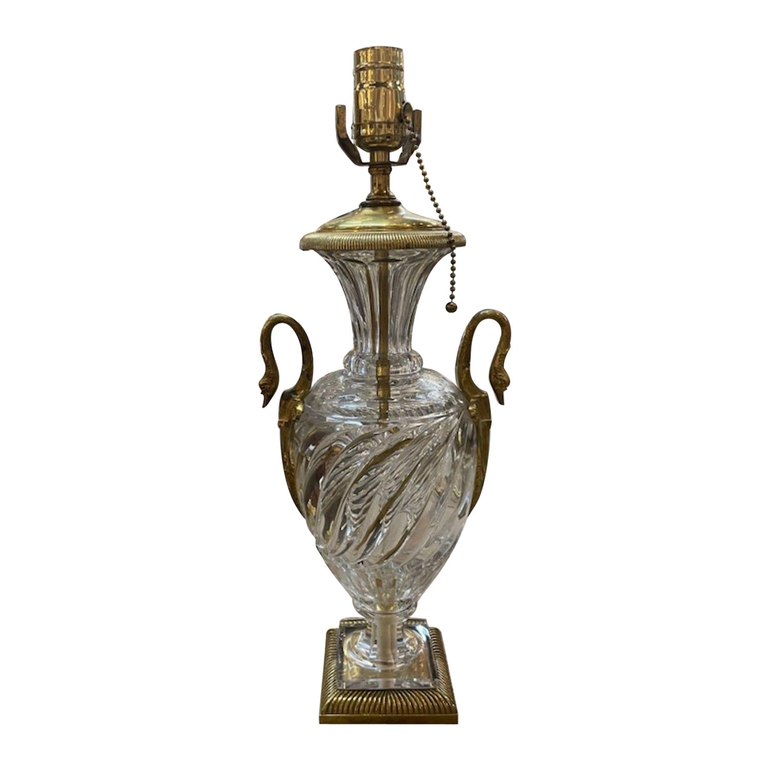 French Empire Baccarat Style Crystal and Bronze Lamp For Sale