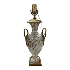 French Empire Baccarat Style Crystal and Bronze Lamp