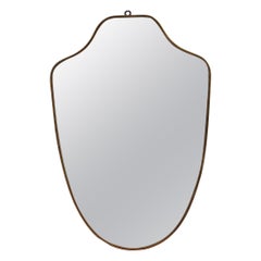 Vintage Italian Wall Mirror with Brass Frame and Beading (circa 1950s)