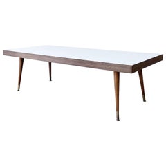 Mid Century Modern White Laminate Top Rectangular Coffee Table
