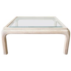Postmodern Pencil Reed Beveled Glass Top Coffee Table