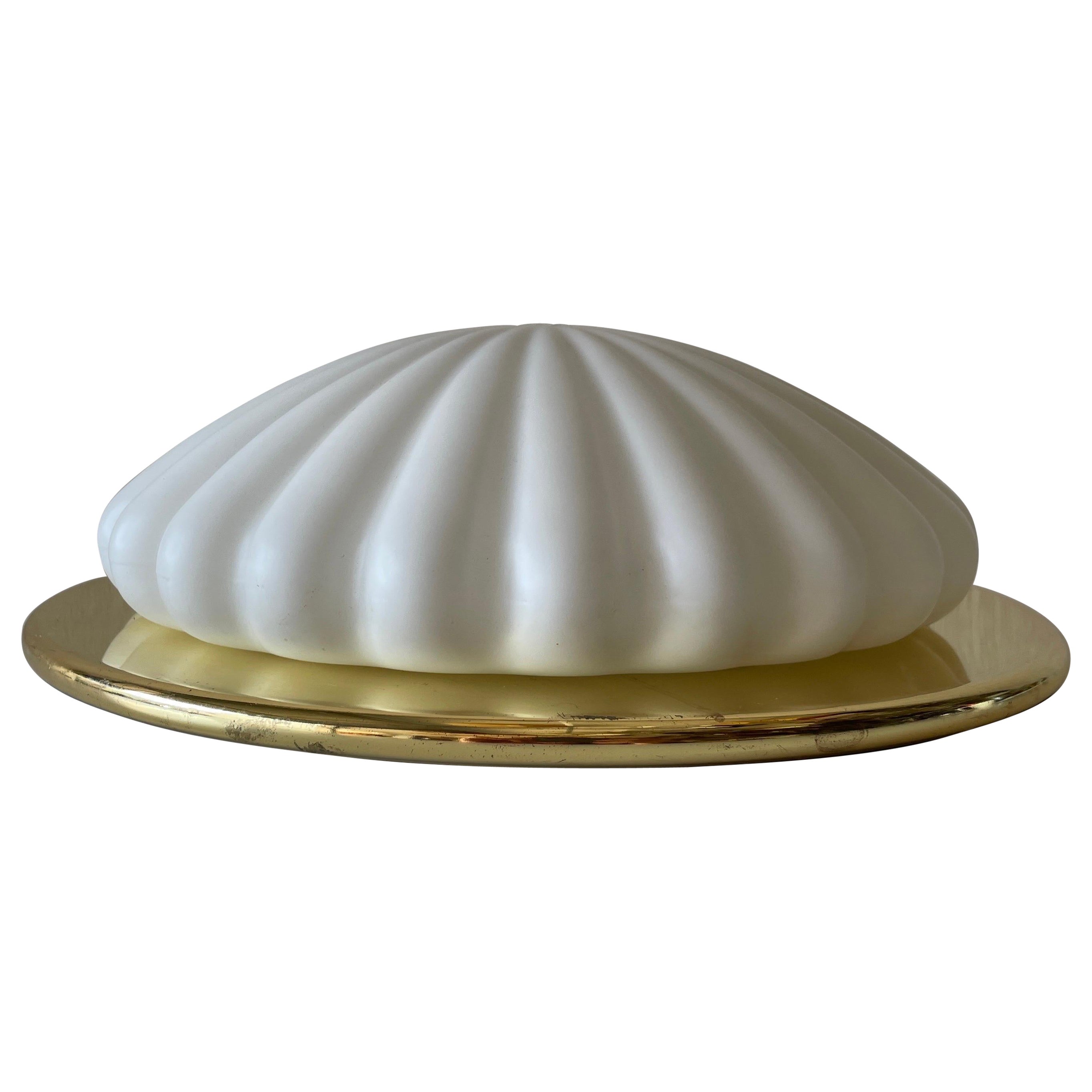 Shell Design Glass and Gold Flush Mount by Peill and Putzler, 1960s, Germany For Sale