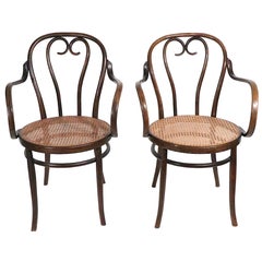 Antique Pr. Vienesse Secessionist Thonet Bentwood  Cafe Bistro Dining  Arm Chairs 