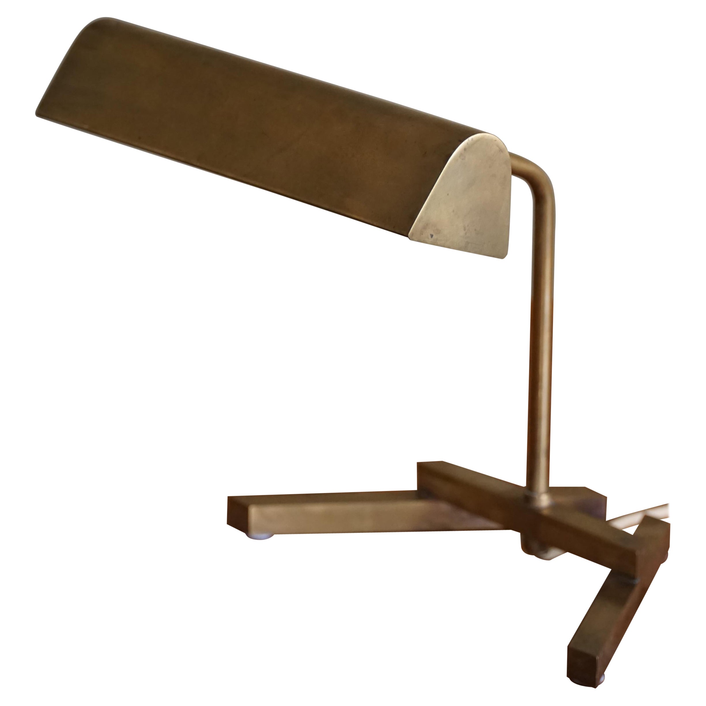 Danish Mid Century Modern, Geometric Table Lamp in Brass from the 1950s For Sale