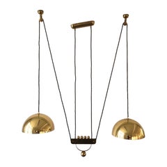 Vintage Brass Double Shade Counterweight Pendant Lamp by Domicil Möbel, 1970s, Germany