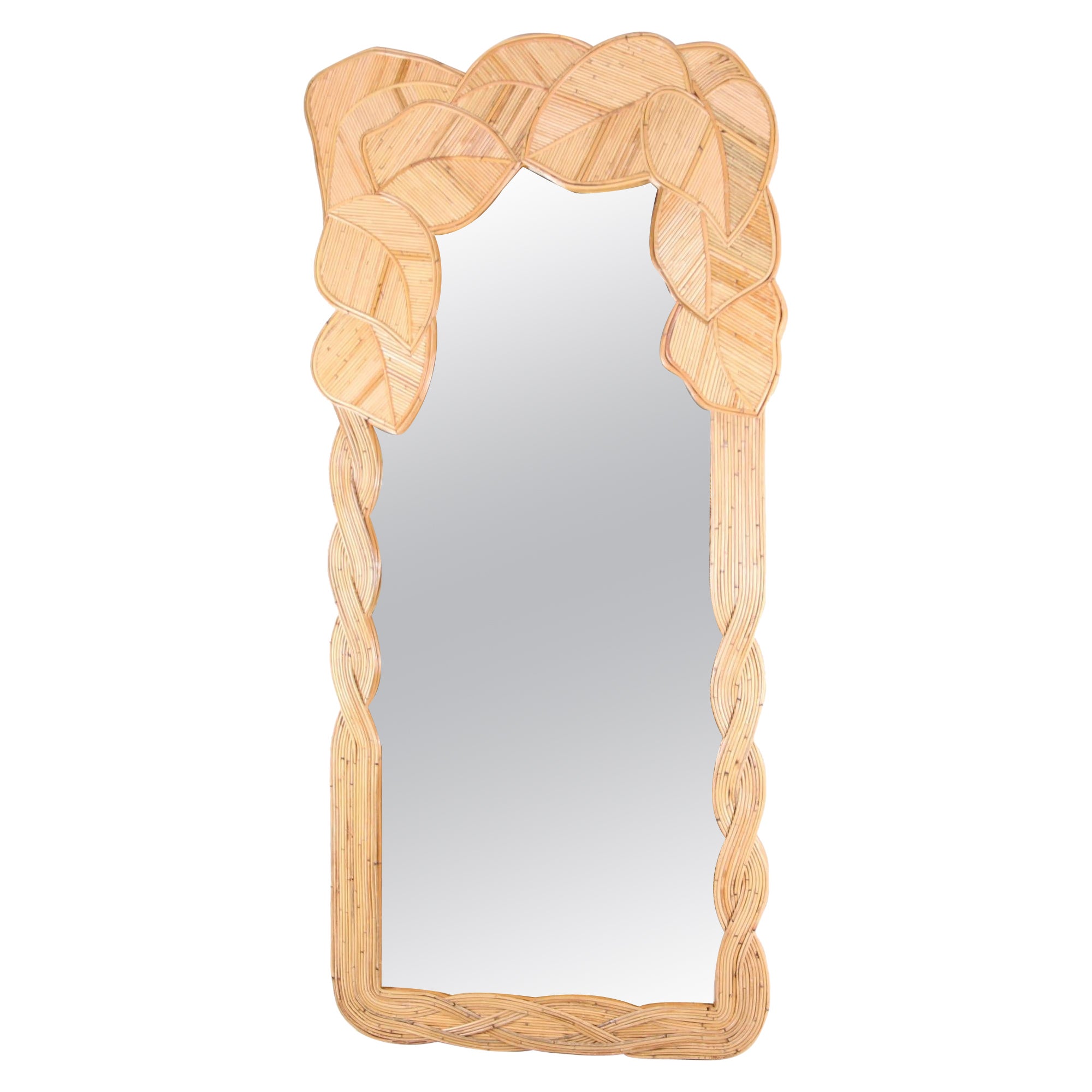 Grand miroir en rotin « feuilles » 