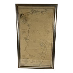 Antique 1918 George Eldridge Chart of Massachusetts Bay